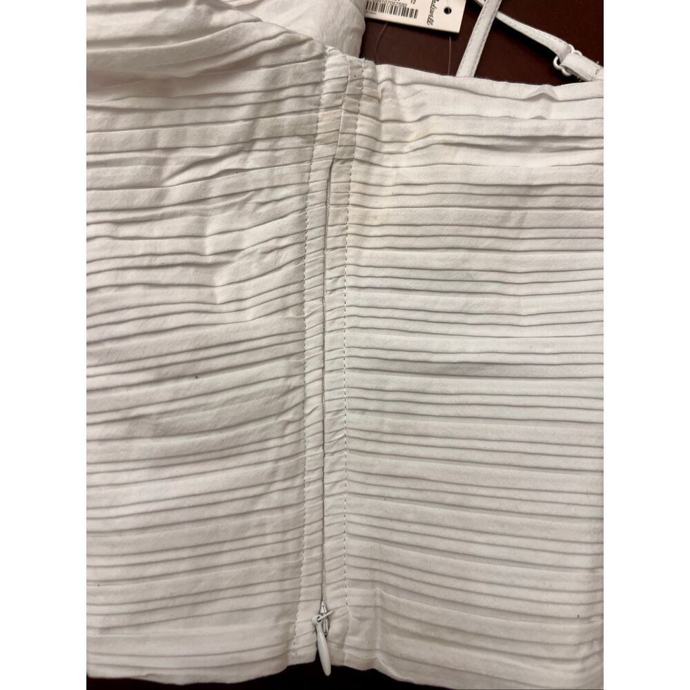 NWT Madewell Women's Poplin Pleated Smocked Crop Tube Top Eyelet White Sz: 12 - Picture 3 of 7